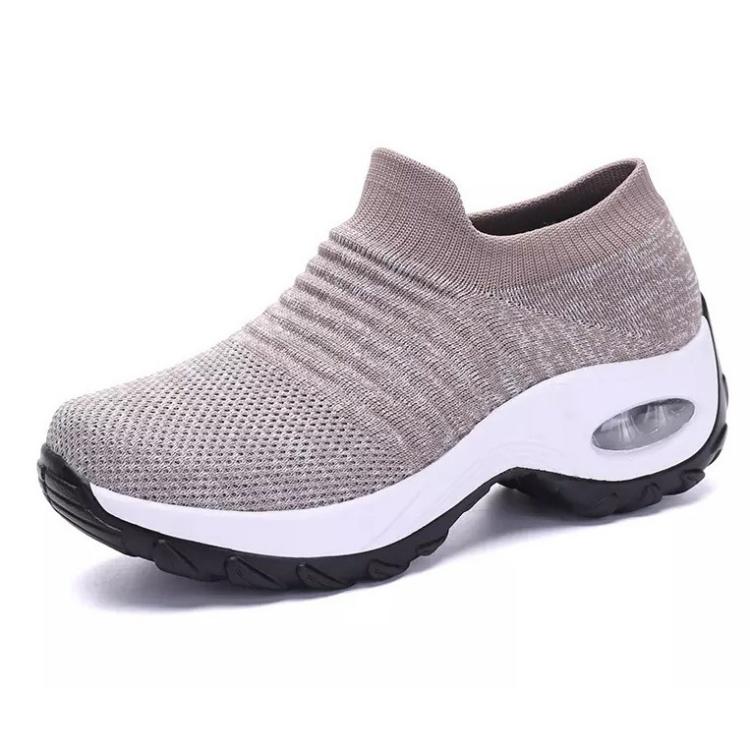 Women's Plus Size Air Cushion Single Shoes Casual Flyknit Ultra Lightweight Sports Shoes Thick Soled Sneaker Solid Color 35-44