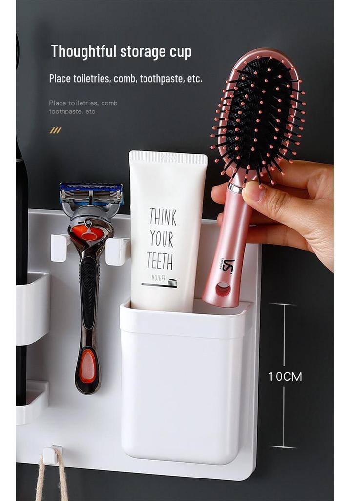 Punch-Free Wall-Mounted Bathroom Toothbrush & Toothpaste Holder Set