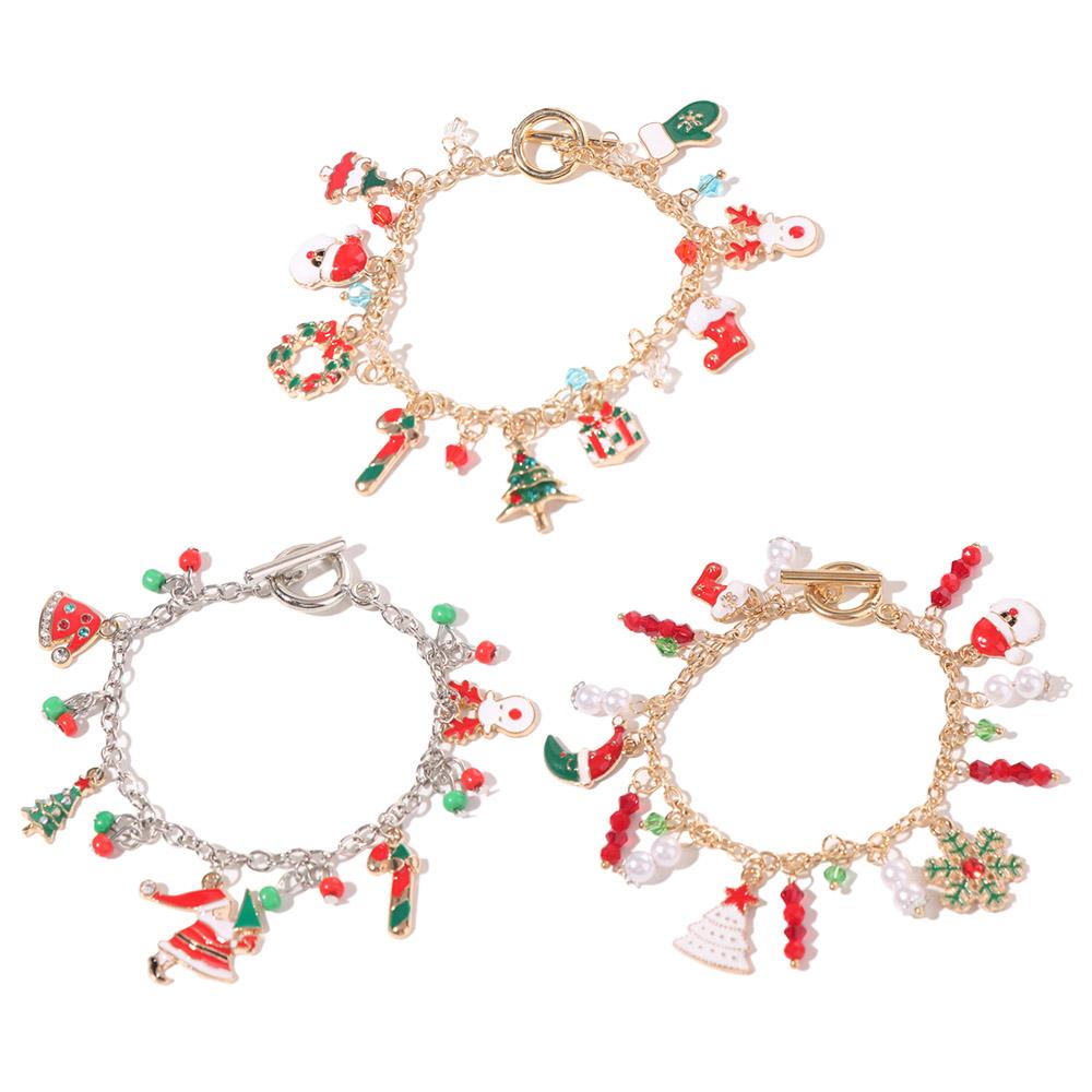 Snowflake Merry Christmas Bracelet Snowman Santa Claus Hand Chain Creative Christmas Jewelry  Girl