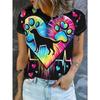 Fashion Women's Crew Neck Short Sleeve 3D Casual Color Printing Casual Short Sleeve Crew Neck T-Shirt