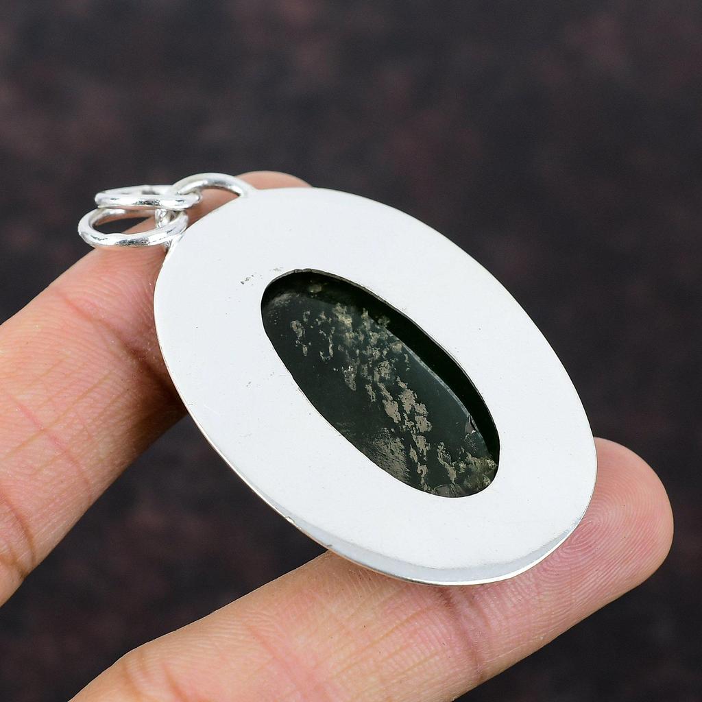 Vasonit-Anhänger, echter Edelstein-Schmuck, 925er-Sterlingsilber-Anhänger, handgefertigter einzigartiger Schmuck, Silber-Anhänger, Geschenk für Frau, Statement-Anhänger