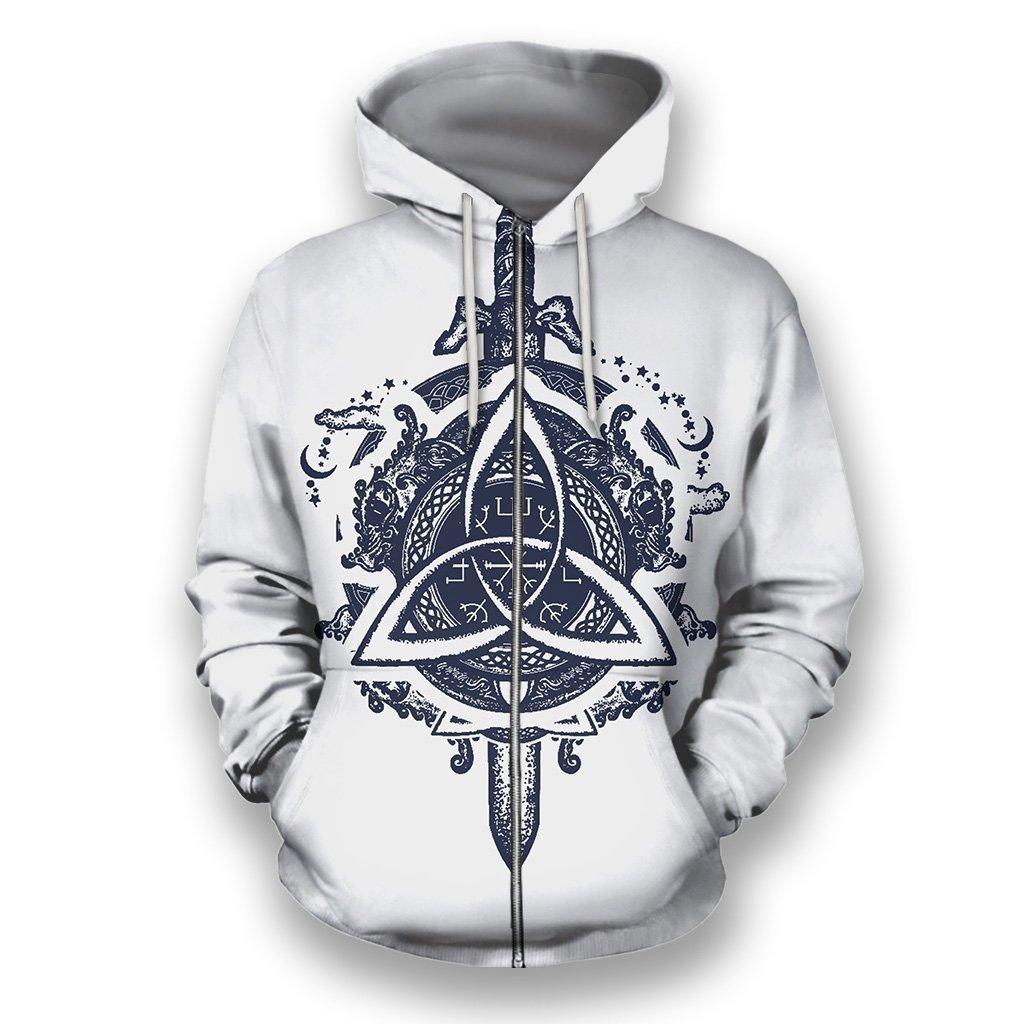 New Tattoo Printed Zipper Hooded Sweatshirt Personality 3D Men
