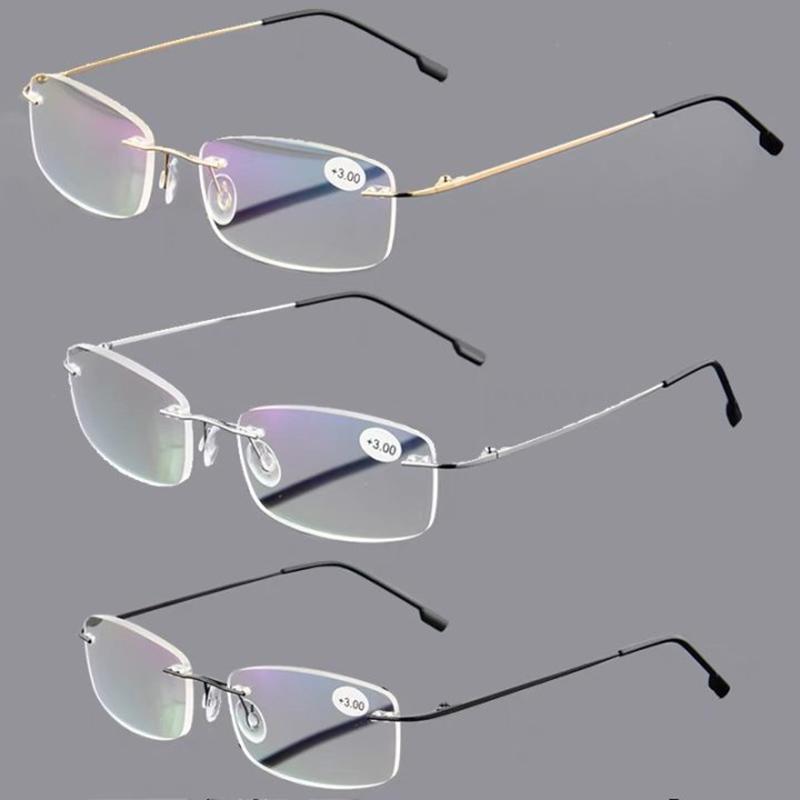 May Flower Blue Light Blockin Ultralight Memory Titanium Rimless Reading Glasses Men&Women Presbyopic Eyeglasses +1.0 +1.5 +2.0