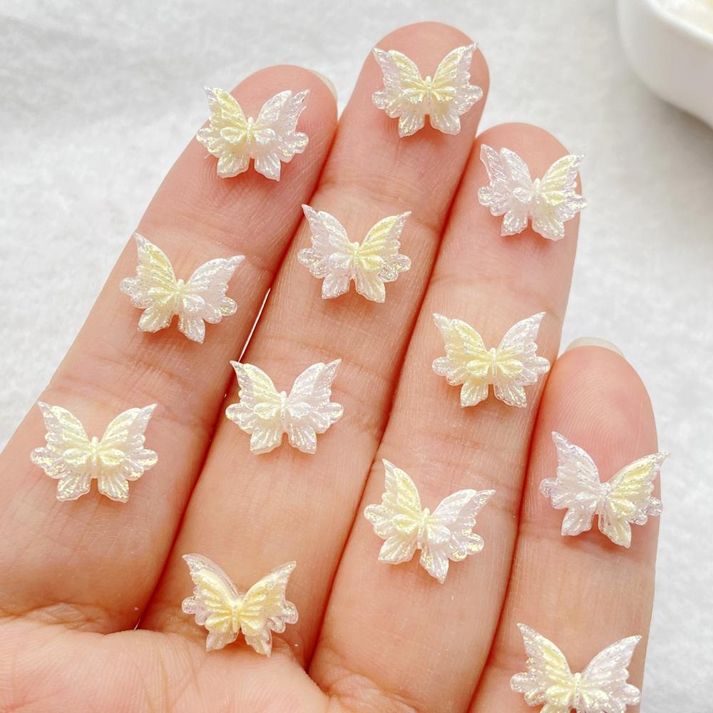 50 Stück Harz Süßer 3D Mini Schmetterling Flache Rückseite Strassstein Scrapbooking DIY Basteln Für Nagel Dekor Schmuck Zubehör