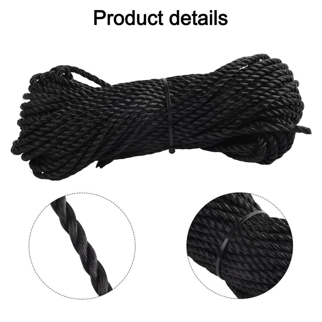 6mm 3-Strand Paracord-Rope Black Rope Coils Nylon Polypropylene Rope Boat Rope For Home Decoration Accessories