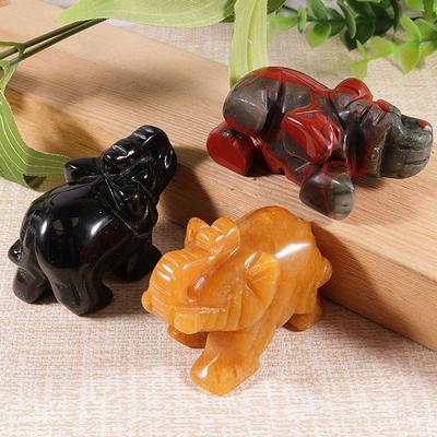 Obsidian Rose Quartz Home Decor Stone Crafts Christmas Present Small Decoration Elephant Statue