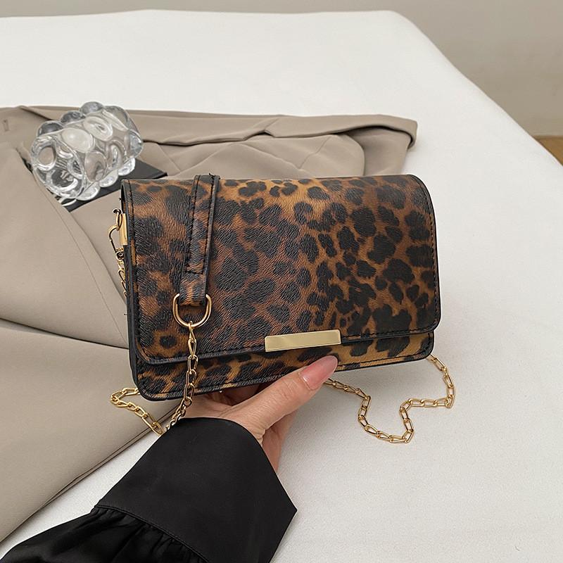 

Fashionable Pu Small Square Bag With Unique Leopard Print For Everyday Use Dark Brown