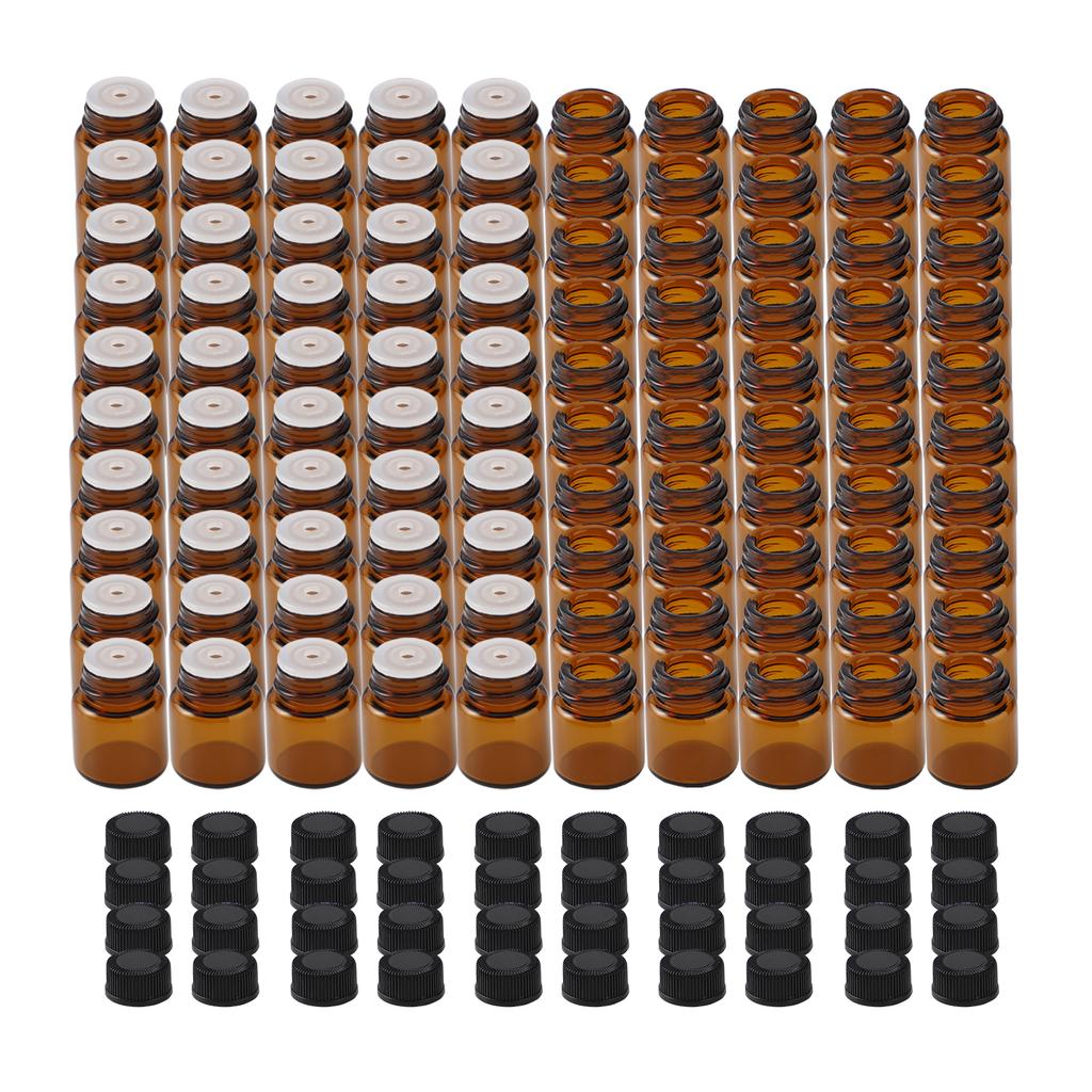 100 Stück Ätherische Ölflasche Dickes Glas Stoßfest UV-Schutz Tragbare Ätherische Ölflasche Braun