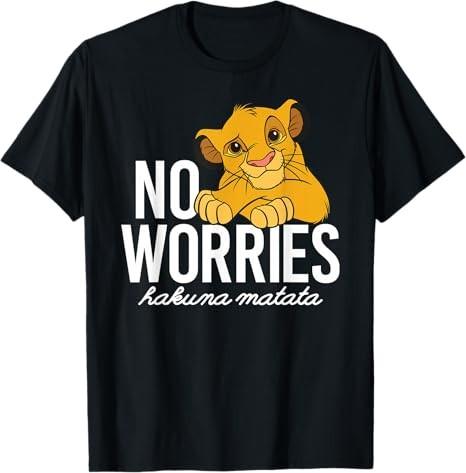 Lion King No Worries Simba Black TShirt S