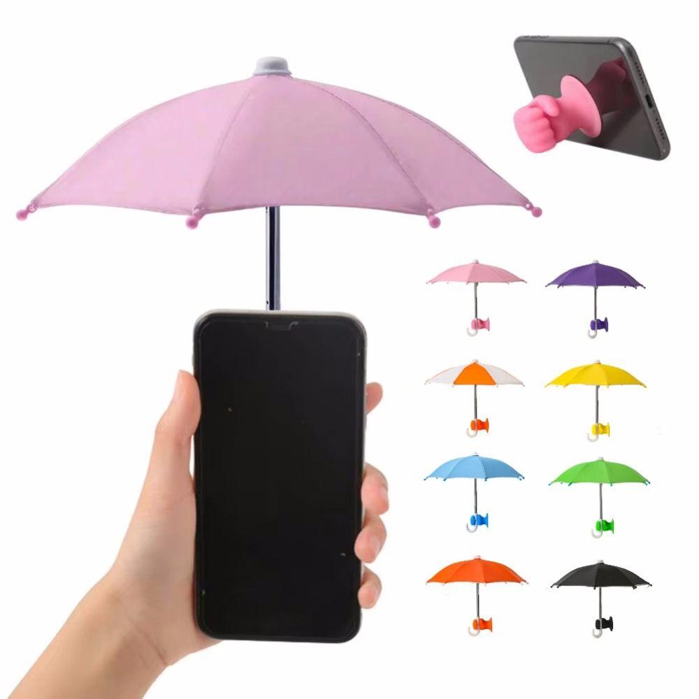 Phone Umbrella with Fist Suction Cup Sun Protection Universal Mini Windproof Sun Shade Mobile Phone Umbrella Phone Accessories