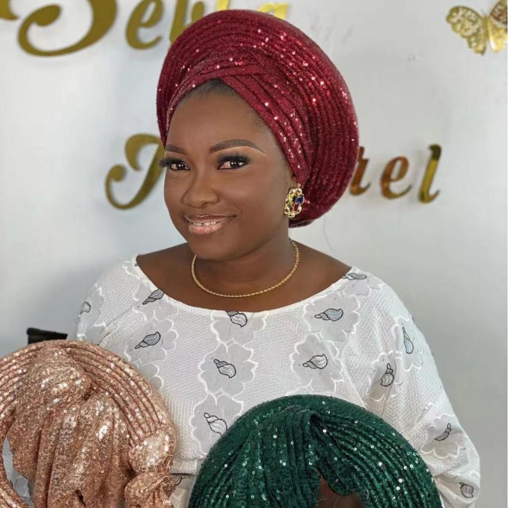 Nouă pălărie cu paiete laminată pentru industria grea, cu turban de nuntă africană, pălărie Baotou, pălărie etnică