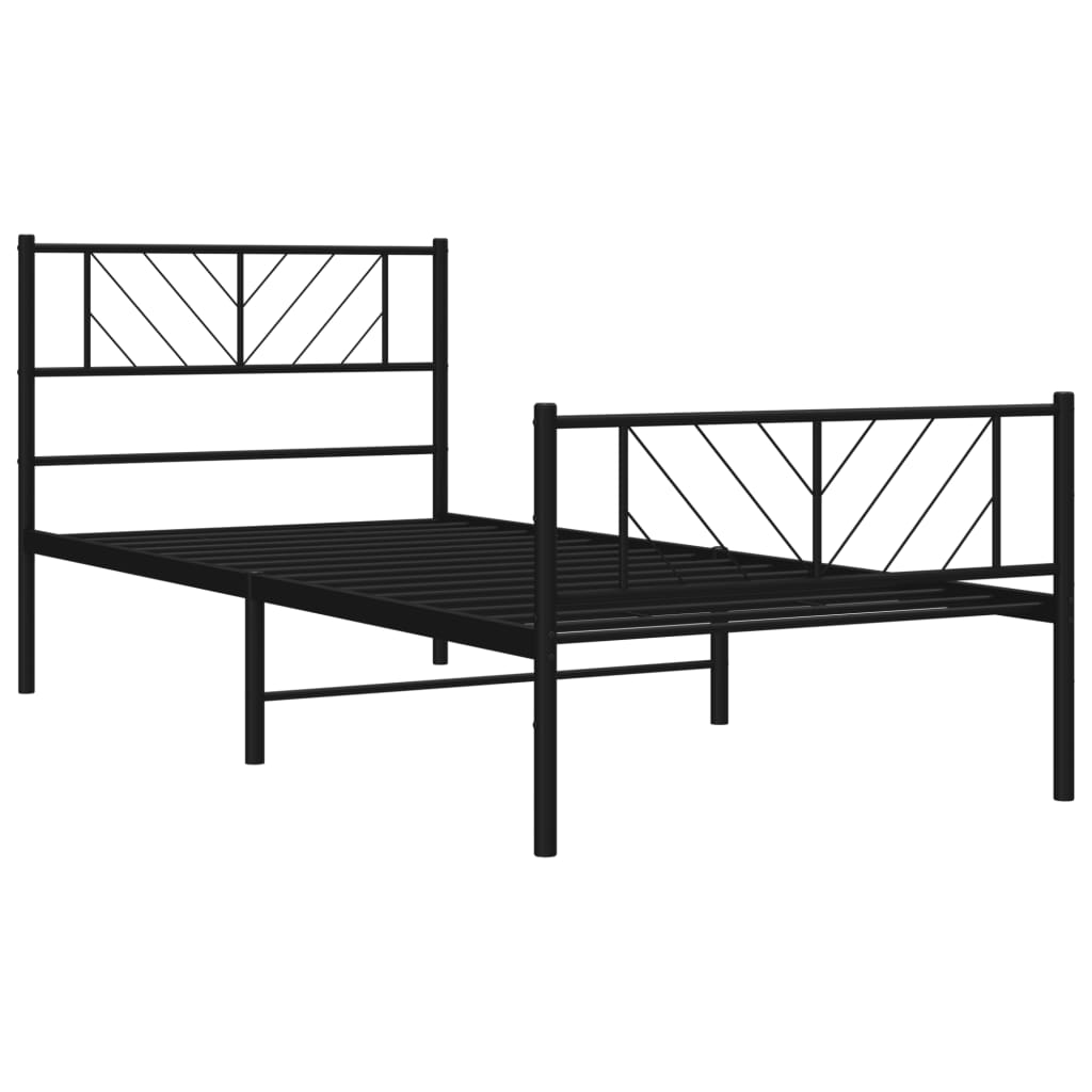 Vidaxl Metalowa Rama Łóżka Z Wezgłowiem I Zanóżkiem, Czarna, 90X190 Cm