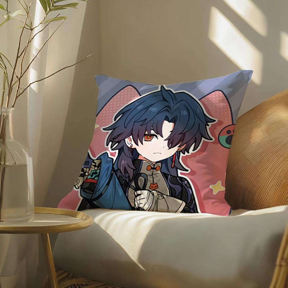 Chibi Cute Honkai Star Rail Cushion Cover Soft Short Plush Pillow Cover Smooth Cozy Texture Aesthetic Cushion Case Home Decor