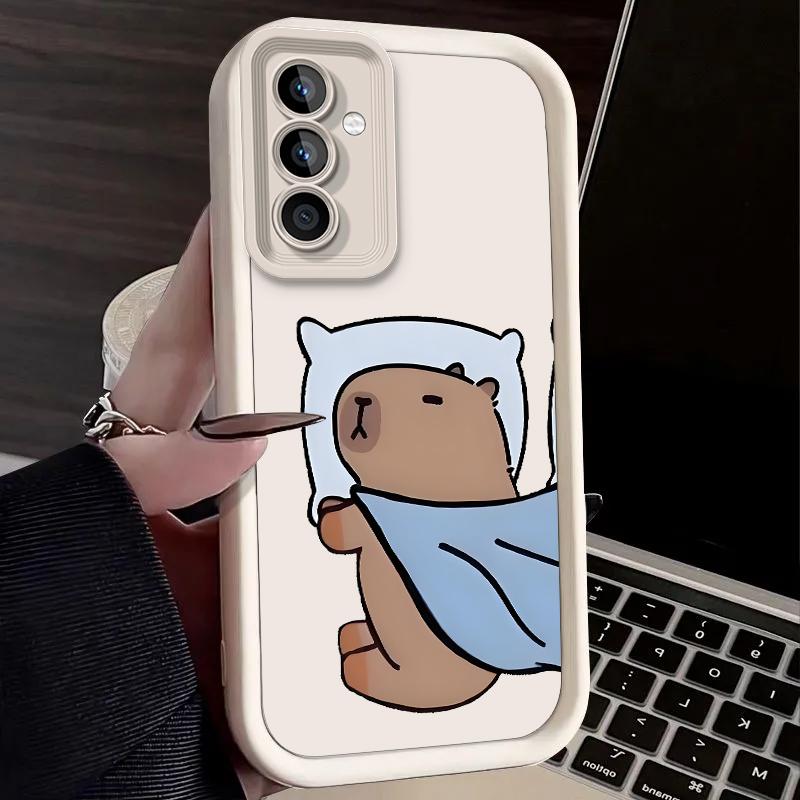 Cute Sleeping Capybara Case for Samsung Galaxy S25 Ultra Plus S24 S23 S22 S21 S20 FE A73 A72 A71 A56 A55 A54 5G A52 4G Cover