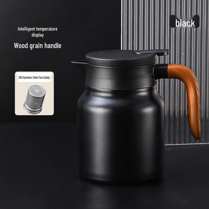 316 Stainless Steel Insulated Stewing Teapot with Temperature Display, Water Separation, and Customizable Patterns - Large Capacity.