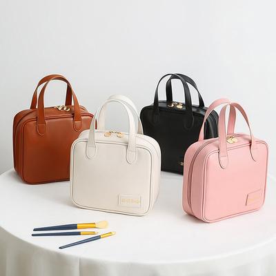 Borsa Porta Trucchi Pu da Viaggio Donna Pelle Borsa Cosmetica Portatile per Pernottamento Weekend Rossetto Profumo Beauty Pouch