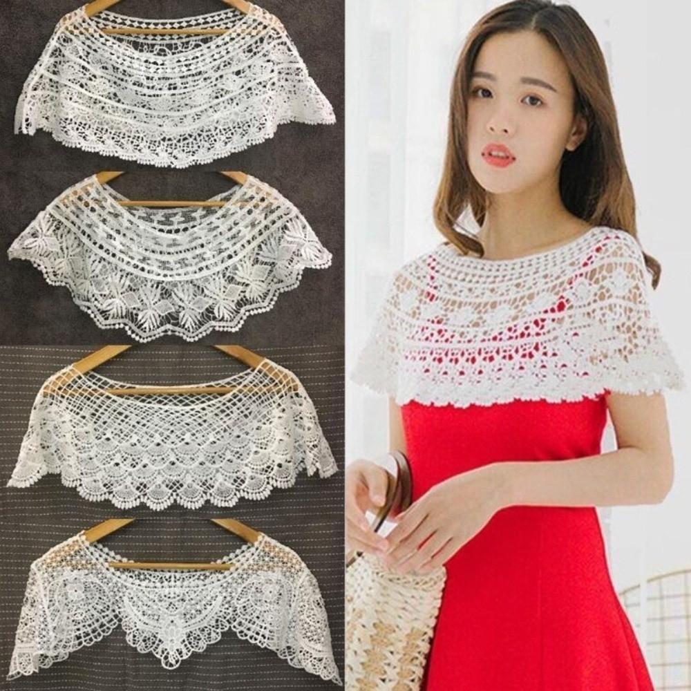 Shirt Cover Hollow Out Lace Shawl Poncho Elegant Retro Fake Collar Exquisite Mesh Lace Neckline Apparel Supplies