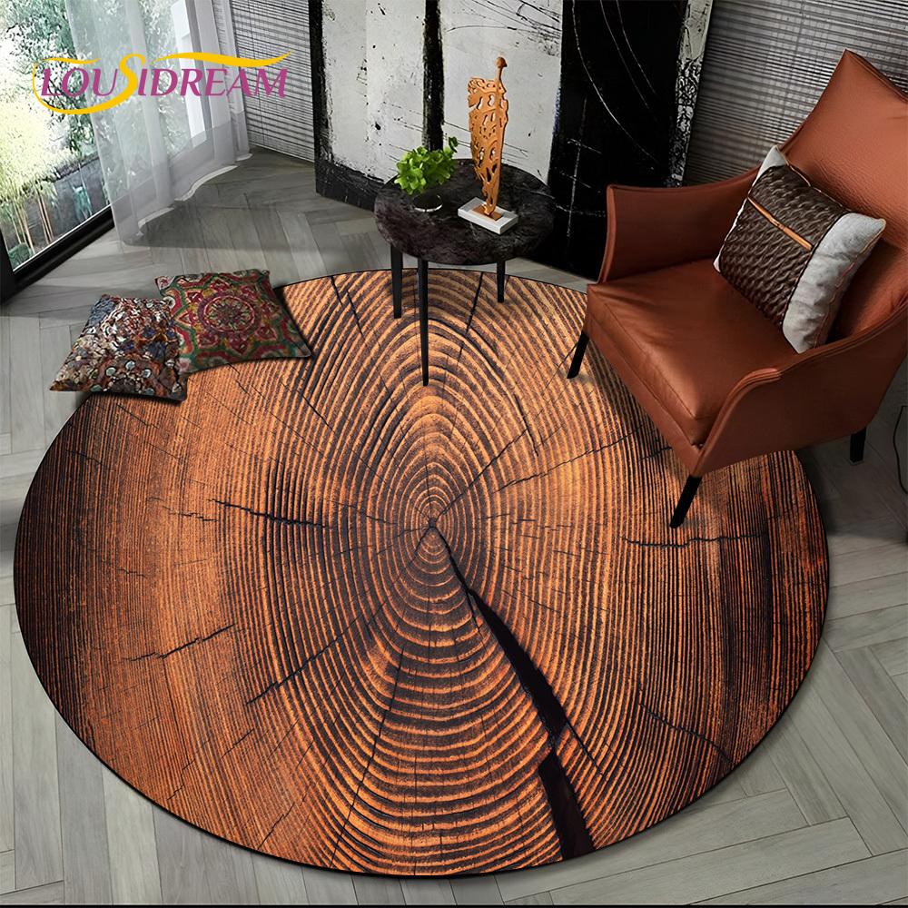 

Новый круглый ковер с 3D-текстурой под цветное дерево, ковер для гостиной, спальни, дивана, детской игровой комнаты, нескользящий, подарок для питомца Diameter 60cm