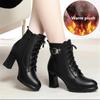 Fashion Shoes Woman Platform Boots Autumn Winter Plush Warm Ankle Boots For Women Top Quality High Heels Shoes Big Size 34-41