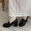 Melting Brown Women Casual Classic Gloss Block Loafer Heel