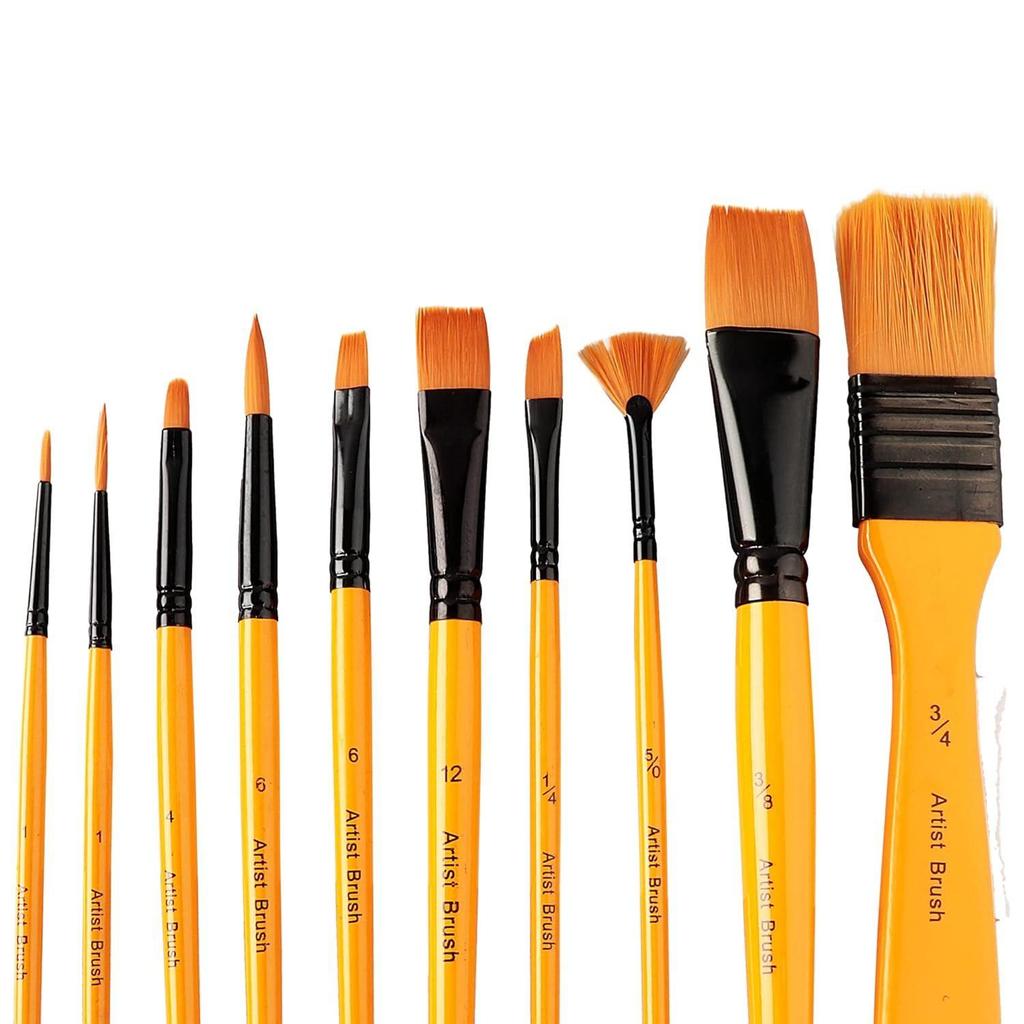 Umi 10 Pcs Paint Brush Set Includes a Carry Case for Acrylic, Watercolor Painting