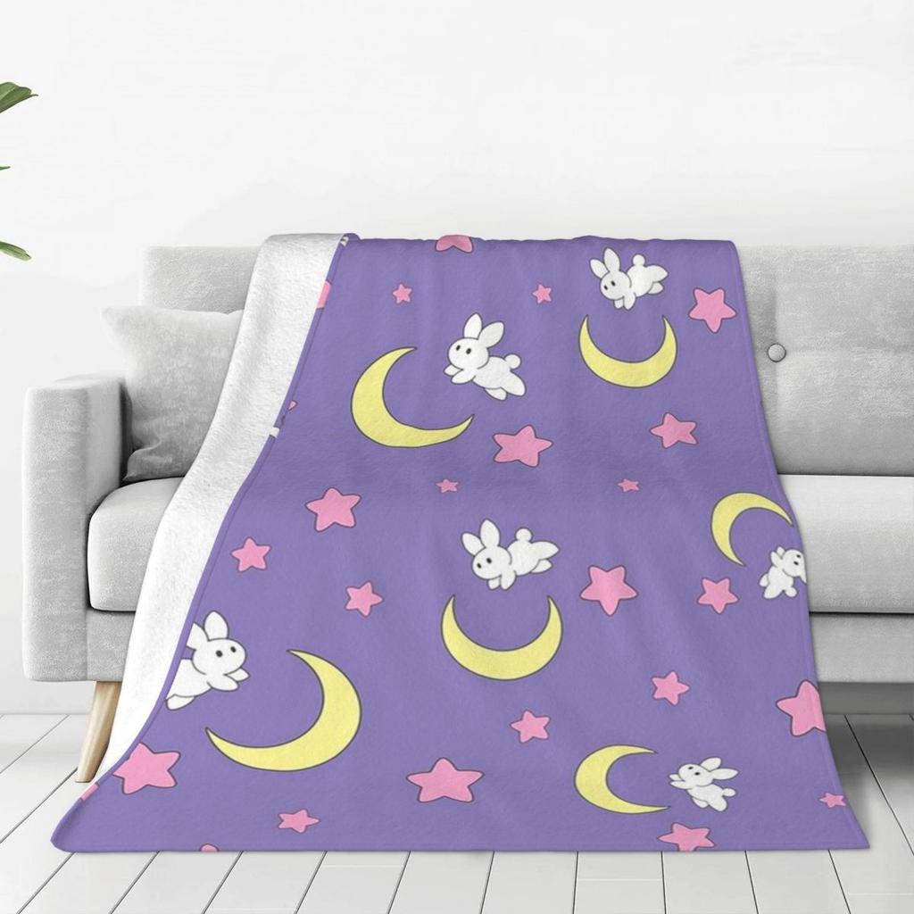 Rabbit Of The Moon Blanket Flannel Warm Sofa Throw Blankets For Couch Bedding Outdoor Throws Bedspread Quilt