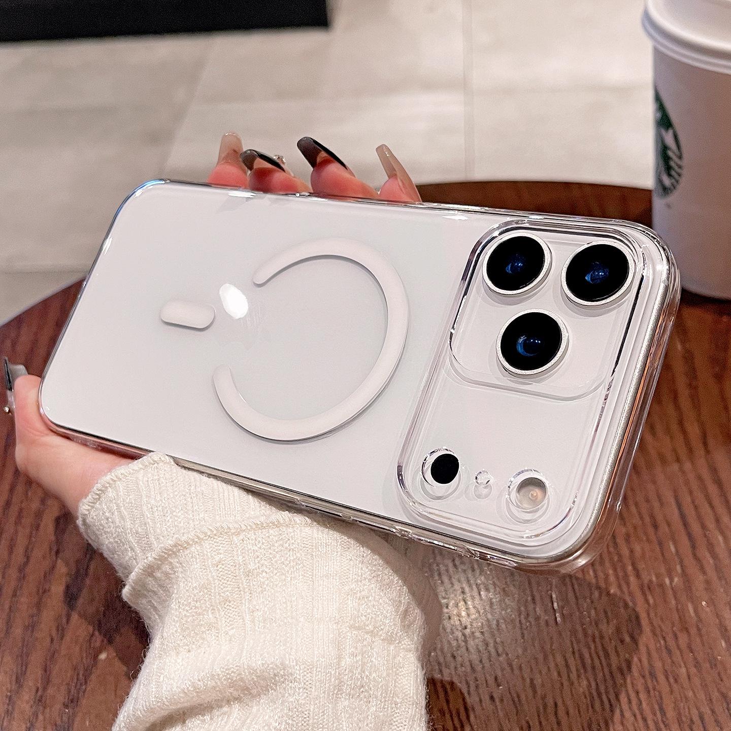 Transparent Magnetic PC Hard Shell Case for iPhone 16/17 Pro Max: Drop-Proof iPhone 12 Pro