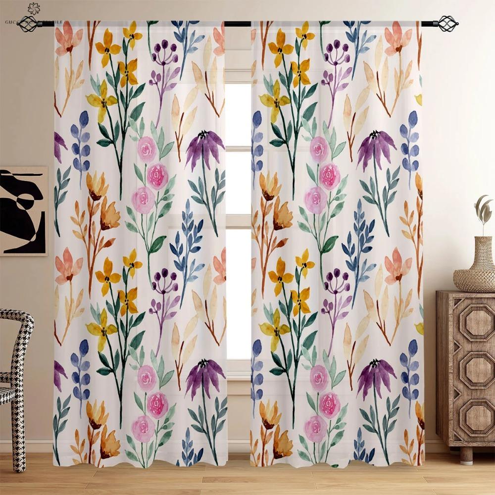 Retro Květinový Pastorační Styl Tištěné Závěsy Ložnice Obývací Pokoj Pracovna Kuchyňské Závěsy Okenní Dekorace Snadné Praní A Péče