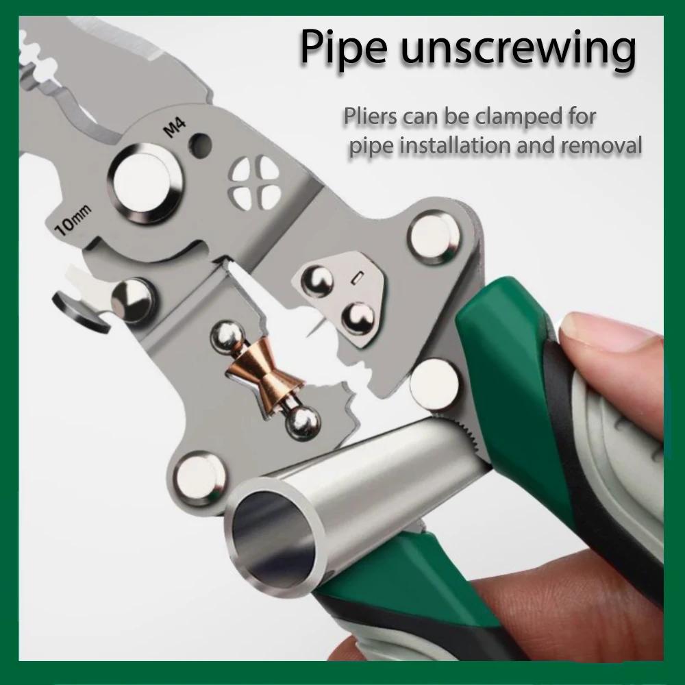 Folding Wire Peeler, Pulley Design, Multifunctional, Electrician Wire Splitter, Wire Winding pliers,Crimping Pliers, Manual Tool