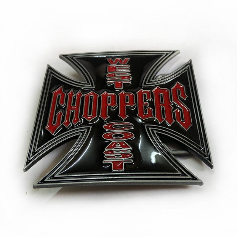 Personalized Cross Emblem Black Leather Belt Buckle