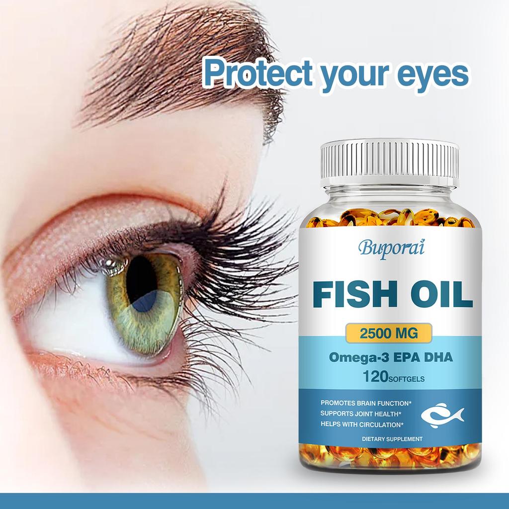 Omega-3 Fish Oil Capsules, Containing DHA and EPA, Support Immune, Brain, and Joint Health.