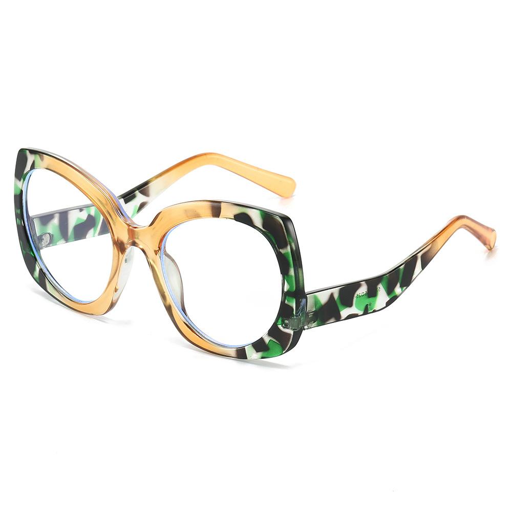 Retro Leopard Print Cat Eye Anti Blue Light Glasses Y2K Two Color Frame Punk Computer Goggles for Women Men