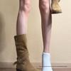 Women's Retro Suede Pointed Toe Knight Boots with Buckle, Chunky Heel, and Two-Wear Western Style