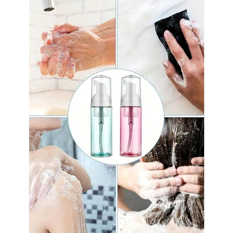 3pcs 60ML Travel Foam Pump Bottle- Clear Plastic Container, Refillable, With Dispenser Pump For Face Wash, Eyelash Shampoo