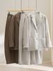 Women's 2026 Spring Linen Suit: Two-Piece Set with Breathable Loose Top and Elastic Wide-Leg Pants