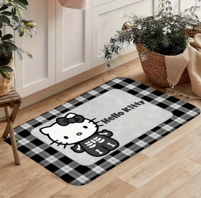 

Sanrio Hello Kitty Door Mat Official Halloween Children s Bedroom Non-Slip Mat Pumpkin Hats Carpet Home Decoration Halloween 50X80CM