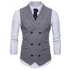 CoolJacket Herre Dress Vest Jakke Dobbel Breasted Ruter Vest Formell Business Party Overdeler Rutet Gilet