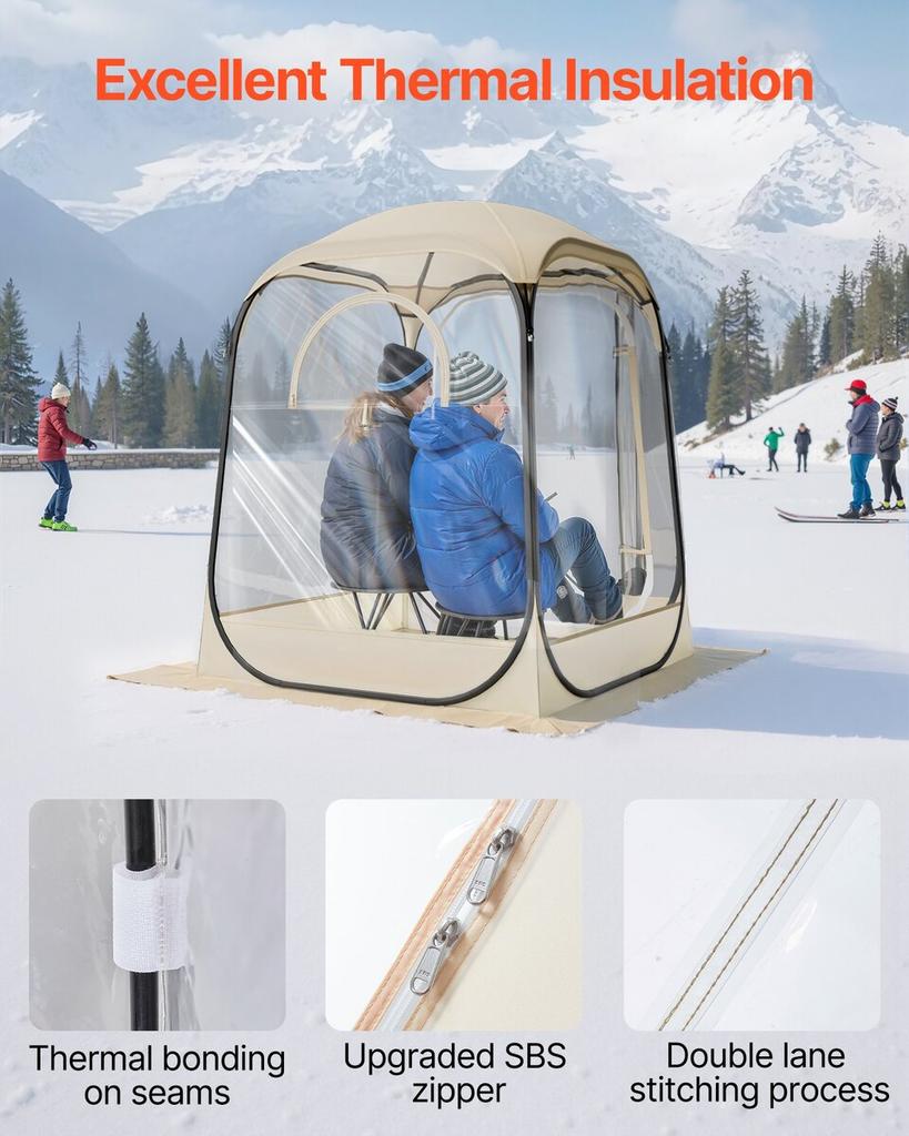 Pop-up Sportzelt, 1,27x1,27 m Klares Blasen-Zelt für 1 Person, Wasserdichter Outdoor-Pod mit Bodenmatte & Dachabdeckung, Garten-Iglu-Kuppelzelte Camping