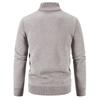 Neuer Samt-Pullover Cardigan Herren Stehkragen Herrenpullover Fleece Dick Warm Gestrickte Pulloverjacke Uni Reißverschlusstasche Cardigan