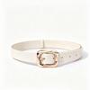 Korean Style Women's PU Leather Belt with Irregular Square Buckle - Solid Color Waistband for Casual & Commuting Outfits