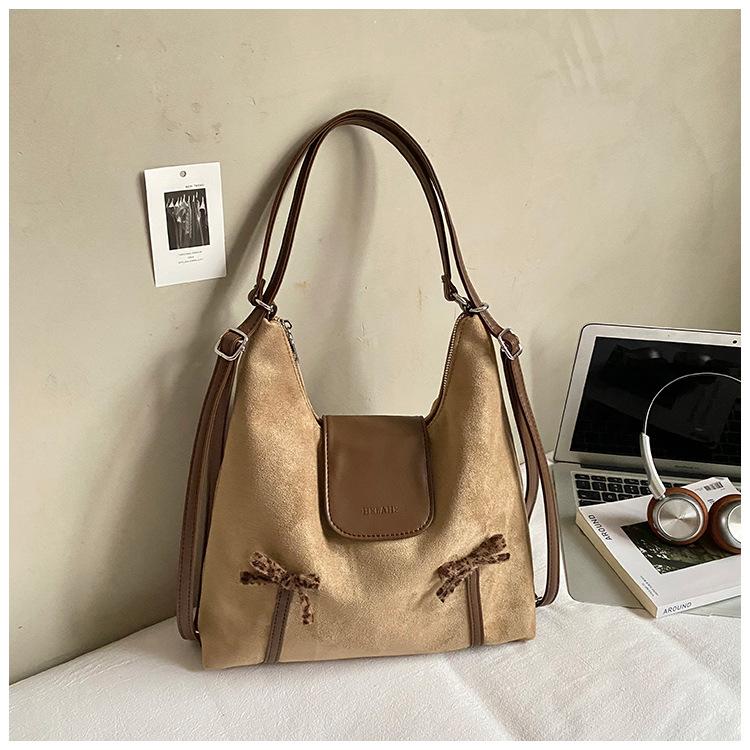 Large Capacity Double Shoulder Bag Women's Autumn 2025 New Fashion Retro Commuter Bag Single Shoulder Messenger Bag Tote Bag