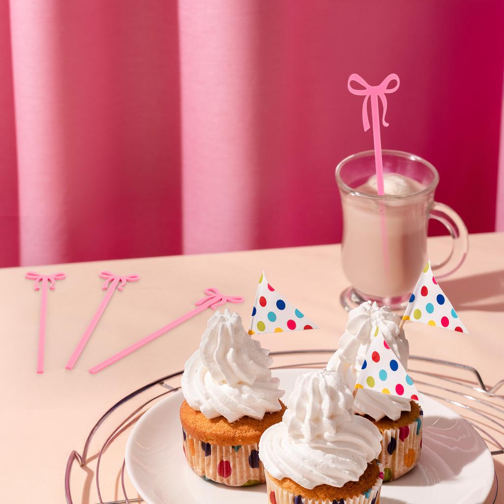 30 Pack Coquette Bow Acrylic Drink Stirrers Cocktail Stick Swizzle Sticks For Bachelorette Party, Coquette Birthday Party, Girly