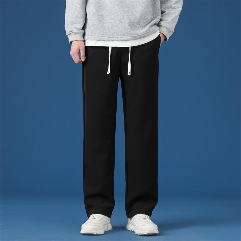 Pants Men's Spring and Autumn New Men's Casual Pants Loose Straight Pants Long Pants Wide Leg Sports Blue Drawstring Men's Pants