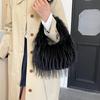 Women Plush Small Purse Soft Luxury Tote Handbag Faux Fur Fluffy Wrist Bags Girls Winter Daily Crossbody Shoulder Bag