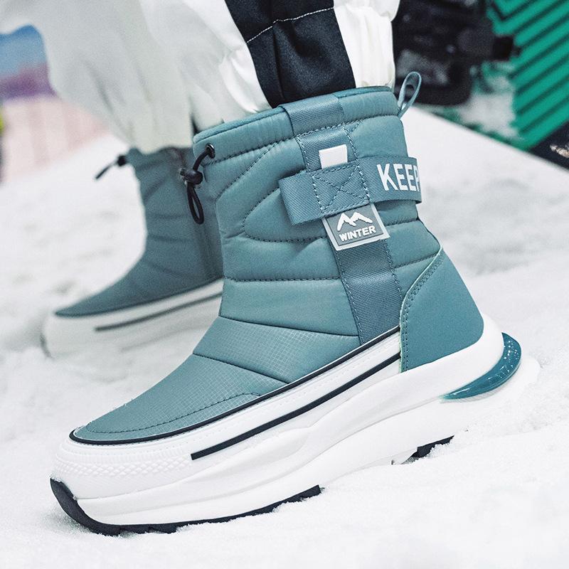 Women's Winter Snow Boots Plus Velvet Thickened Travel Warm Non-Slip Cotton Boots Mid-Tube Boots Cotton Shoes Casual Comfortable