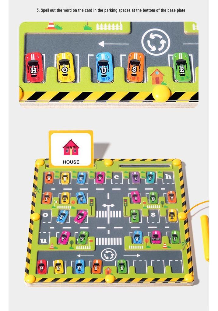 Wooden Toy Car Parking Maze: Children's Pen Control Training Board
