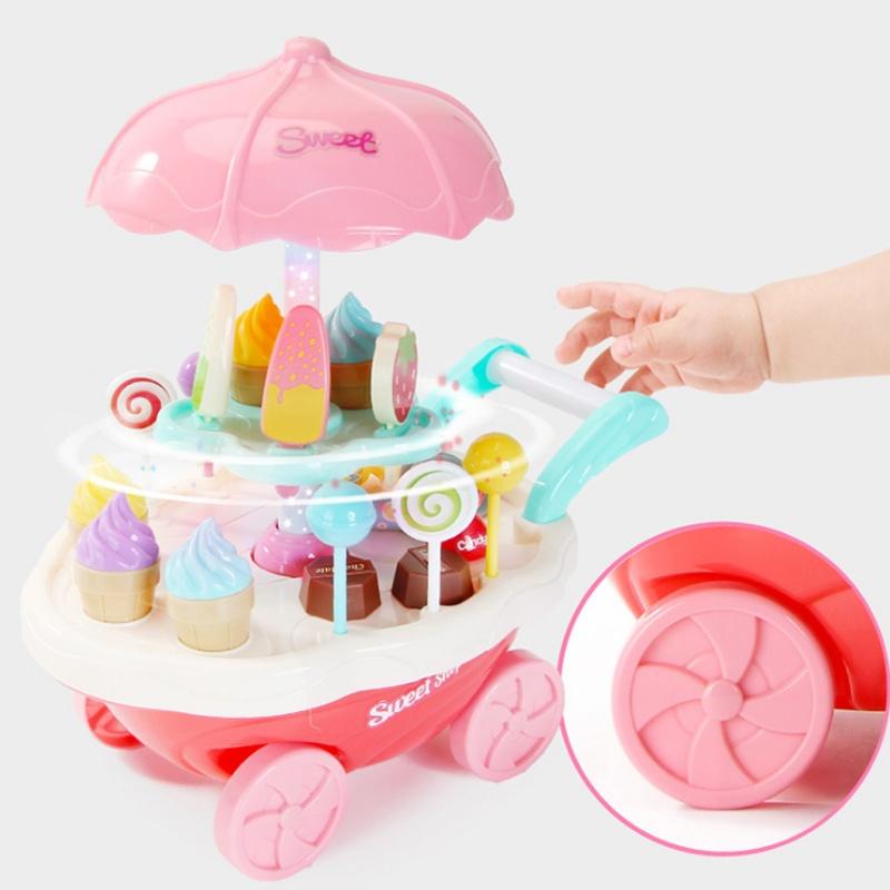 30pcs/set Mini Rotatable Candy Cart Small Ice Cream Shop Supermarket Children 's Toys