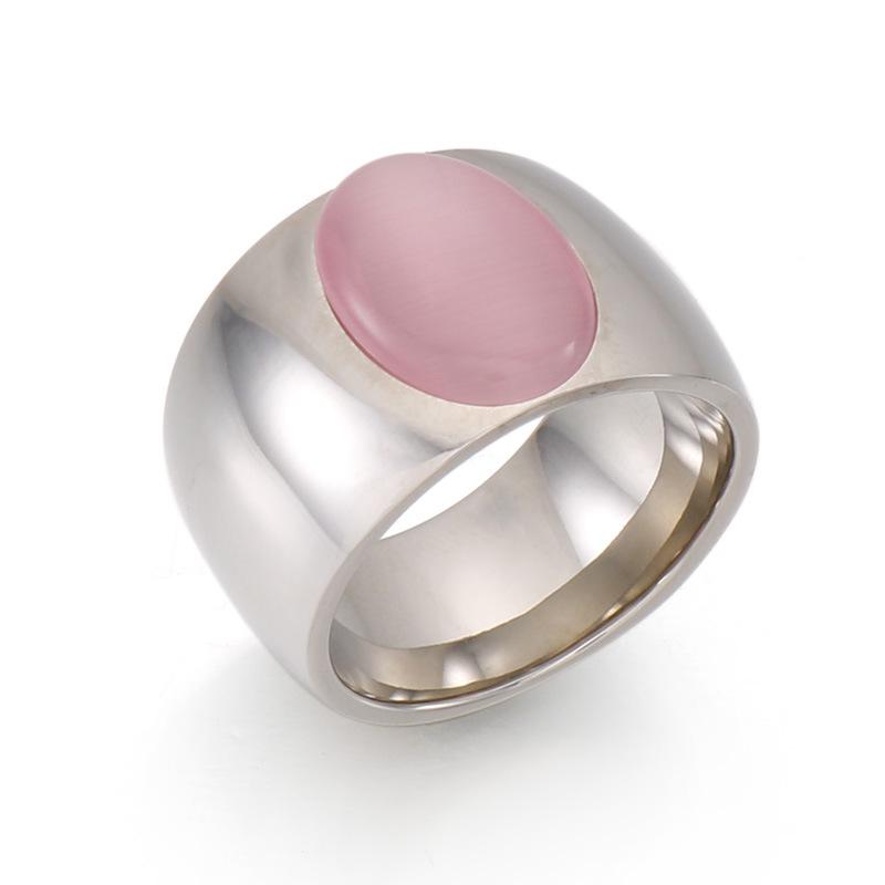 

Кольцо с камнем «кошачий глаз» в европейско-американском стиле - Уличное модное овальное кольцо из титановой стали для женщин Size 7