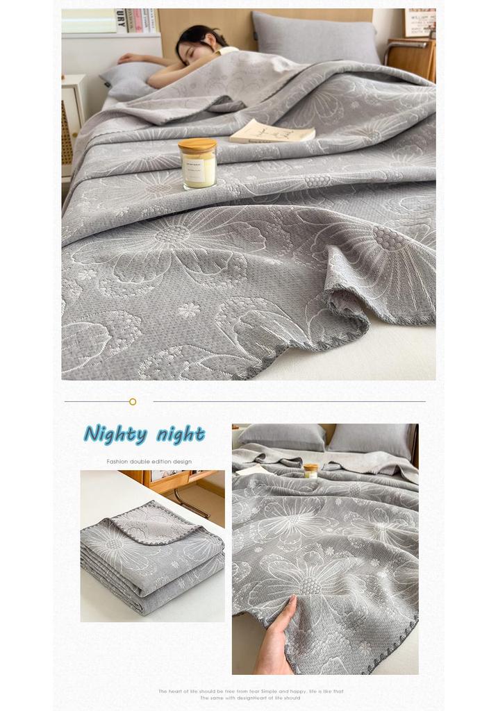 100% Cotton Summer Gauze Blanket - Lightweight, Three-Layer Design for Office, Nap, or Sofa