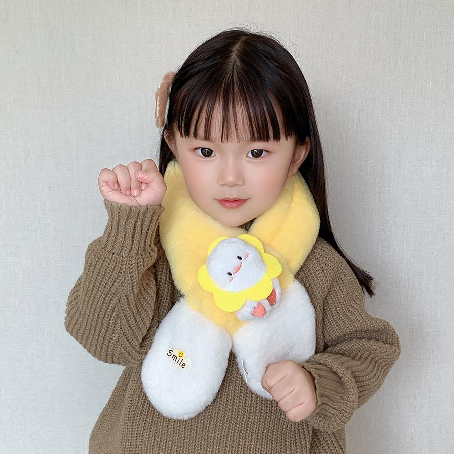 Autumn and winter baby scarf cute boys and girls cute long-tailed rabbit plush scarf boys thickened warm super cute neck cover